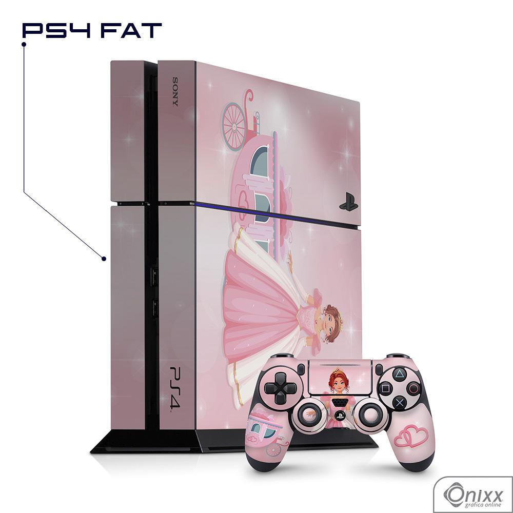 Skin Game Adesiva PS4 FAT Princesa Tema Rosa Adesivo Vinil Americano 10µ  4x0 Brilho Corte Eletrônico - GRÁFICA ONIXX