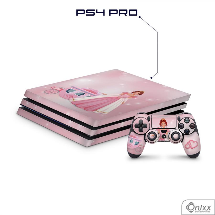 Skin Game Adesiva PS4 PRO Princesa Tema Rosa Adesivo Vinil Americano 10µ  4x0 Brilho Corte Eletrônico - GRÁFICA ONIXX