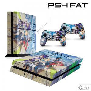 Skin Ps4 Fat Adesiva Genshin Impact 2 Adesivo Vinil Americano 10µ  4x0 Brilho Corte Eletrônico 