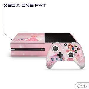 Skin Game Adesiva XBOX ONE FAT Princesa Tema Rosa Adesivo Vinil Americano 10µ  4x0 Brilho Corte Eletrônico 