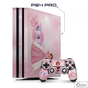 Skin Game Adesiva PS4 PRO Princesa Tema Rosa Adesivo Vinil Americano 10µ  4x0 Brilho Corte Eletrônico 