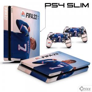 Skin Ps4 Slim Adesiva Fifa 22 + Pôster A3 Adesivo Vinil Americano 10µ  4x0 Brilho Corte Eletrônico 