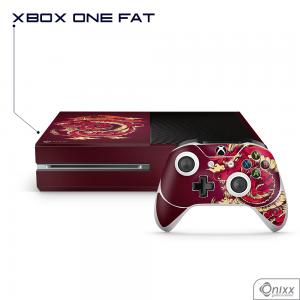 Skin Game Adesiva XBOX ONE FAT Dragão Vermelho Adesivo Vinil Americano 10µ  4x0 Brilho Corte Eletrônico 