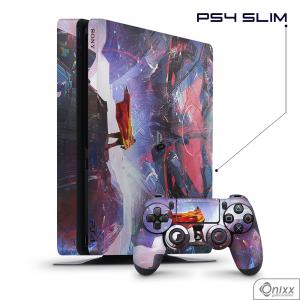 Skin Game Adesiva PS4 SLIM Futuristic Aventure Adesivo Vinil Americano 10µ  4x0 Brilho Corte Eletrônico 