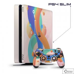 Skin Game Adesiva PS4 SLIM Summer Colors Adesivo Vinil Americano 10µ  4x0 Brilho Corte Eletrônico 