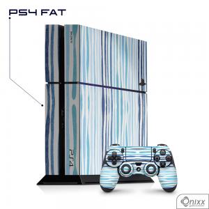 Skin Game Adesiva PS4 FAT Blue Stripes Adesivo Vinil Americano 10µ  4x0 Brilho Corte Eletrônico 