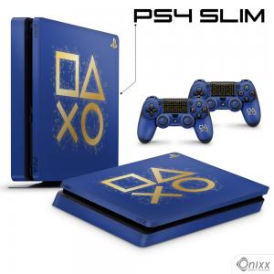 Skin Ps4 Slim Adesiva DAYS OF PLAY Adesivo Vinil Americano 10µ  4x0 Brilho Corte Eletrônico 