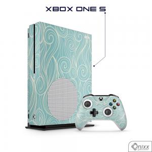 Skin Game Adesiva XBOX ONE S Light Blues Waves Adesivo Vinil Americano 10µ  4x0 Brilho Corte Eletrônico 