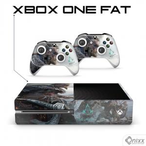 Skin Xbox One Fat Adesiva Assassins Creed Valhalla Adesivo Vinil Americano 10µ  4x0 Brilho Corte Eletrônico 