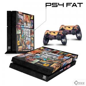 Skin Ps4 Fat Adesiva GTA V Adesivo Vinil Americano 10µ  4x0 Brilho Corte Eletrônico 