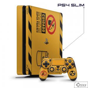 Skin Game Adesiva PS4 SLIM Não Pule No Lixo Radioativo Adesivo Vinil Americano 10µ  4x0 Brilho Corte Eletrônico 