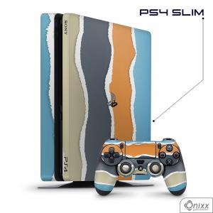 Skin Game Adesiva PS4 SLIM Cool Stripes Adesivo Vinil Americano 10µ  4x0 Brilho Corte Eletrônico 