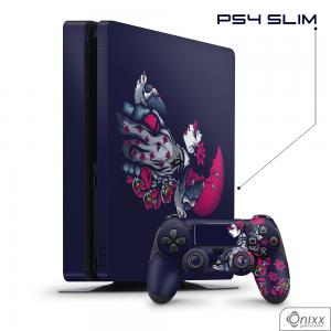 Skin Game Adesiva PS4 SLIM Gueixa Adesivo Vinil Americano 10µ  4x0 Brilho Corte Eletrônico 