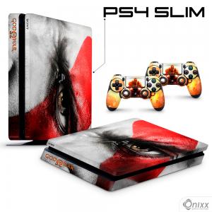 Skin Ps4 Slim Adesiva God Of War - Kratos Eyes Adesivo Vinil Americano 10µ  4x0 Brilho Corte Eletrônico 