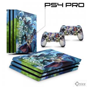 Skin Ps4 Pro Adesiva Genshin Impact Adesivo Vinil Americano 10µ  4x0 Brilho Corte Eletrônico 