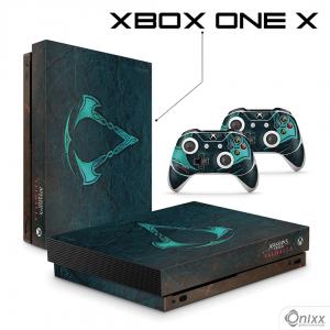 Skin Xbox One X Adesiva Assassins Creed Valhalla Rune Adesivo Vinil Americano 10µ  4x0 Brilho Corte Eletrônico 