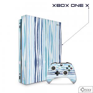 Skin Game Adesiva XBOX ONE X Blue Stripes Adesivo Vinil Americano 10µ  4x0 Brilho Corte Eletrônico 