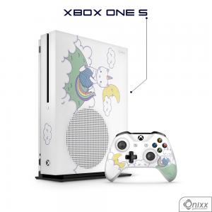 Skin Game Adesiva XBOX ONE S Gatinha Unicórnio Adesivo Vinil Americano 10µ  4x0 Brilho Corte Eletrônico 