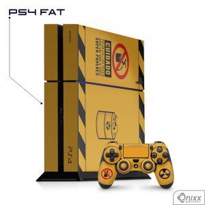 Skin Game Adesiva PS4 FAT Não Pule No Lixo Radioativo Adesivo Vinil Americano 10µ  4x0 Brilho Corte Eletrônico 