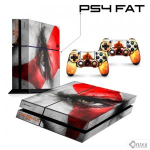 Skin Ps4 Fat Adesiva God Of War - Kratos Eyes Adesivo Vinil Americano 10µ  4x0 Brilho Corte Eletrônico 