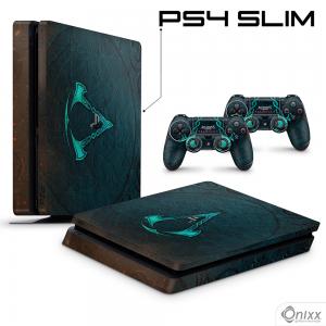 Skin Ps4 Slim Adesiva Assassins Creed Valhalla Rune Adesivo Vinil Americano 10µ  4x0 Brilho Corte Eletrônico 