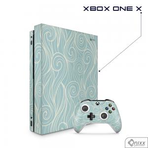 Skin Game Adesiva XBOX ONE X Light Blues Waves Adesivo Vinil Americano 10µ  4x0 Brilho Corte Eletrônico 