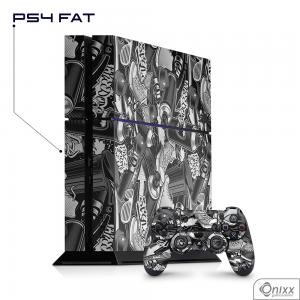 Skin Game Adesiva PS4 FAT Estilo Grafite Adesivo Vinil Americano 10µ  4x0 Brilho Corte Eletrônico 