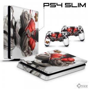 Skin Ps4 Slim Adesiva Street Figther V Adesivo Vinil Americano 10µ  4x0 Brilho Corte Eletrônico 