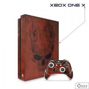 Skin Game Adesiva XBOX ONE X Evil Skull Adesivo Vinil Americano 10µ  4x0 Brilho Corte Eletrônico 