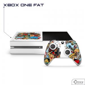 Skin Game Adesiva XBOX ONE FAT Crazy Beings Adesivo Vinil Americano 10µ  4x0 Brilho Corte Eletrônico 