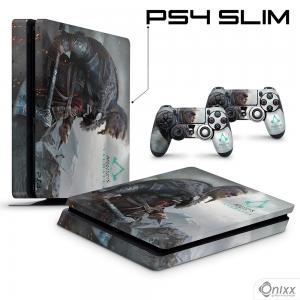 Skin Ps4 Slim Adesiva Assassins Creed Valhalla Adesivo Vinil Americano 10µ  4x0 Brilho Corte Eletrônico 