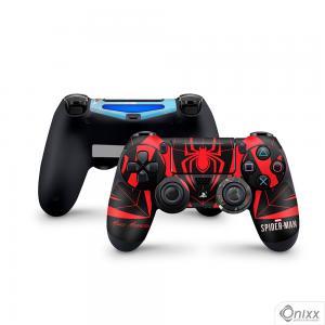 Skin Ps4 Joysticks Adesiva Spider man Miles Morales + Pôster A3 Adesivo Vinil Americano 10µ  4x0 Brilho Corte Eletrônico 