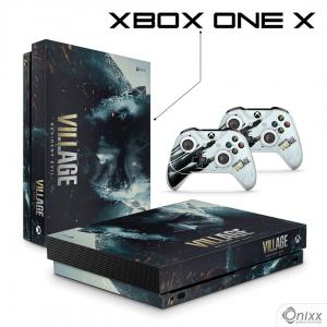 Skin Xbox One X Adesiva Resident Evil Village Adesivo Vinil Americano 10µ  4x0 Brilho Corte Eletrônico 