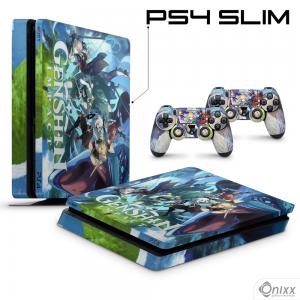 Skin Ps4 Slim Adesiva Genshin Impact Adesivo Vinil Americano 10µ  4x0 Brilho Corte Eletrônico 