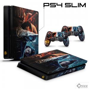 Skin Ps4 Slim Adesiva Mortal Kombat Adesivo Vinil Americano 10µ  4x0 Brilho Corte Eletrônico 