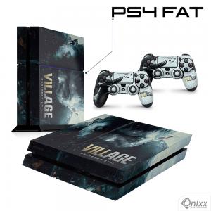 Skin Ps4 Fat Adesiva Resident Evil Village Adesivo Vinil Americano 10µ  4x0 Brilho Corte Eletrônico 