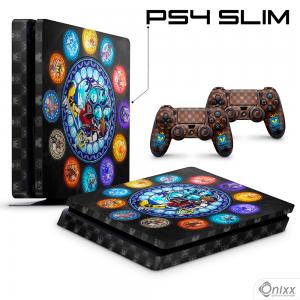 Skin Ps4 Slim Adesiva Kingdom Hearts Adesivo Vinil Americano 10µ  4x0 Brilho Corte 100% Digital 