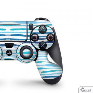 Skin Game Adesiva PS4 JOYSTICKS Blue Stripes Adesivo Vinil Americano 10µ  4x0 Brilho Corte Eletrônico 