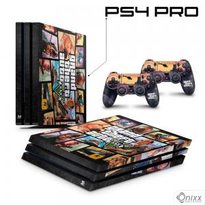 Skin Ps4 Pro Adesiva GTA V Adesivo Vinil Americano 10µ  4x0 Brilho Corte Eletrônico 