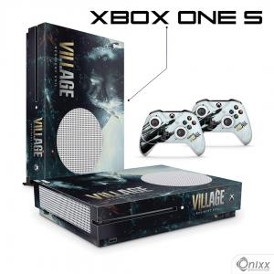 Skin Xbox One S Adesiva Resident Evil Village Adesivo Vinil Americano 10µ  4x0 Brilho Corte Eletrônico 