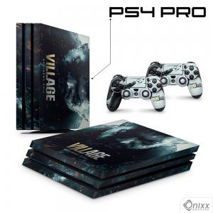 Skin Ps4 Pro Adesiva Resident Evil Village Adesivo Vinil Americano 10µ  4x0 Brilho Corte Eletrônico 