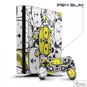 Skin Game Adesiva PS4 SLIM Gatinhos Fofinhos Adesivo Vinil Americano 10µ  4x0 Brilho Corte Eletrônico 