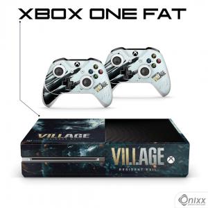 Skin Xbox One Fat Adesiva Resident Evil Village Adesivo Vinil Americano 10µ  4x0 Brilho Corte Eletrônico 