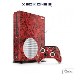 Skin Game Adesiva XBOX ONE S Canvas Red Adesivo Vinil Americano 10µ  4x0 Brilho Corte Eletrônico 