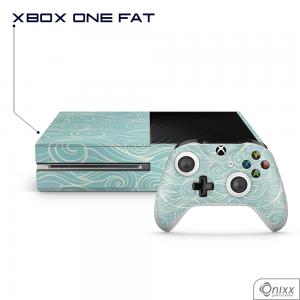 Skin Game Adesiva XBOX ONE FAT Light Blues Waves Adesivo Vinil Americano 10µ  4x0 Brilho Corte Eletrônico 