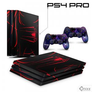 Skin Ps4 Pro Adesiva Spider Man Aranha Negra Adesivo Vinil Americano 10µ  4x0 Brilho Corte Eletrônico 