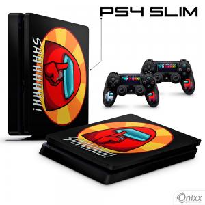 Skin Ps4 Slim Adesiva Among Us Adesivo Vinil Americano 10µ  4x0 Brilho Corte 100% Digital 