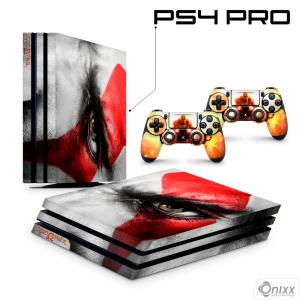 Skin Ps4 Pro Adesiva God Of War - Kratos Eyes Adesivo Vinil Americano 10µ  4x0 Brilho Corte Eletrônico 