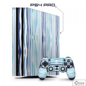 Skin Game Adesiva PS4 PRO Blue Stripes Adesivo Vinil Americano 10µ  4x0 Brilho Corte Eletrônico 