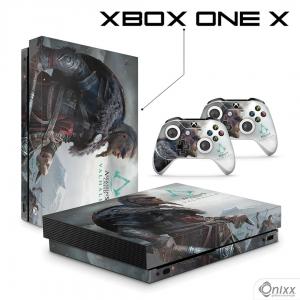Skin Xbox One X Adesiva Assassins Creed Valhalla Adesivo Vinil Americano 10µ  4x0 Brilho Corte Eletrônico 